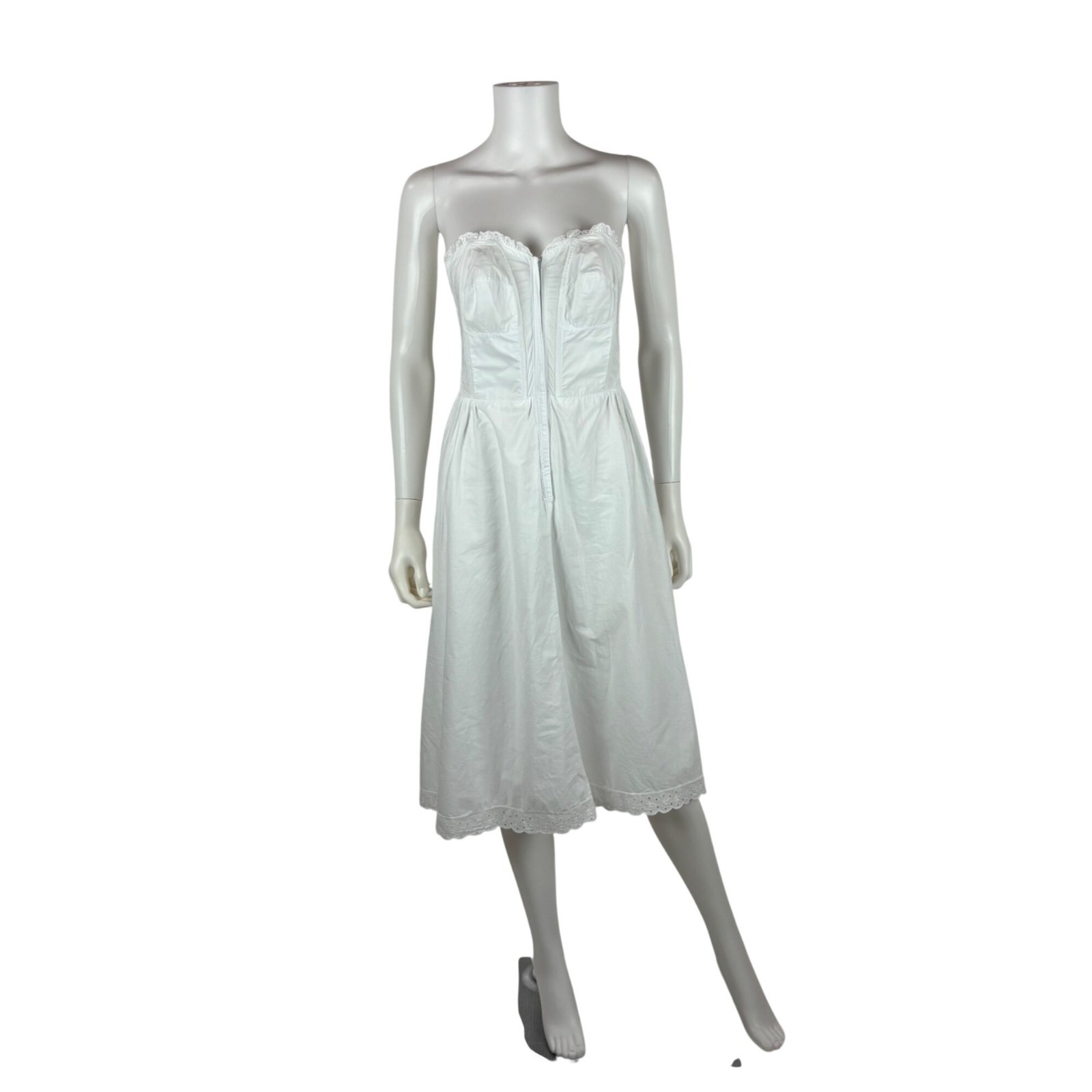 Vintage 50s Corset Slip Dress Womens Small White Gilead Boned Strapless Cotton