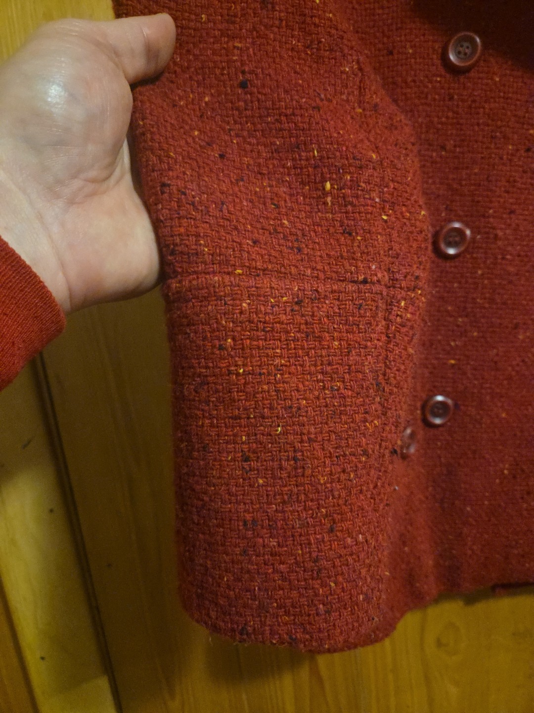 True Vintage Jonathan Michael 70s 80s Size 4 Blended Wool Button Red Coat 19×24