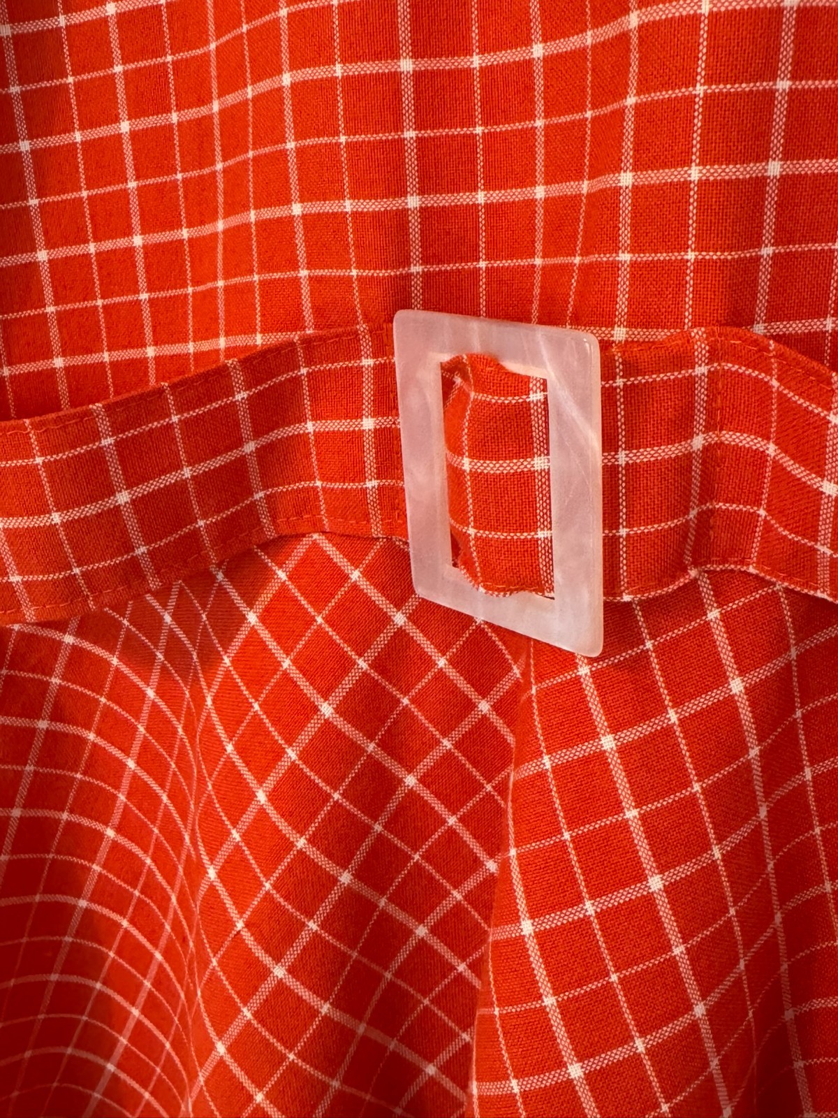 handmade 60&rsquo;s orange mod grid dress with acetate belt size xs/s