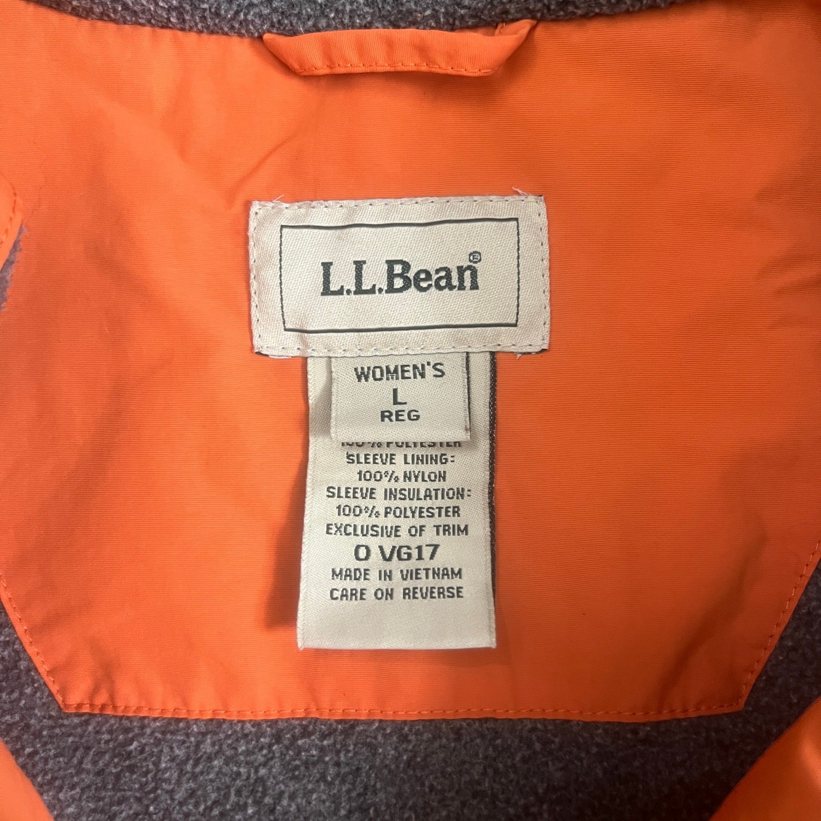 Vintage LL Bean Thinsulate Bomber Jacket Womens Large Petite Orange
