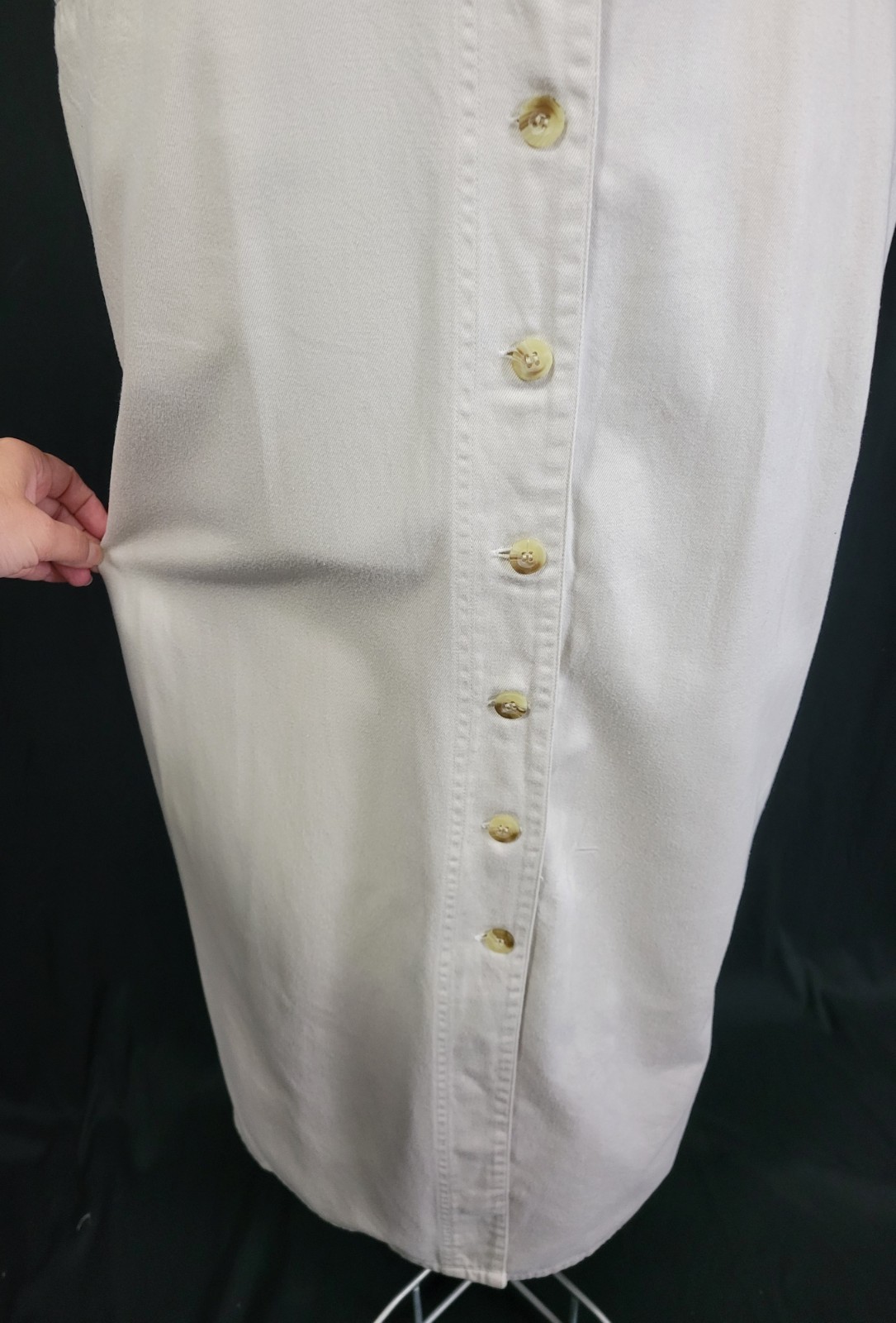 Vintage Access Light Khaki Button Down Sheath Dress Size Small