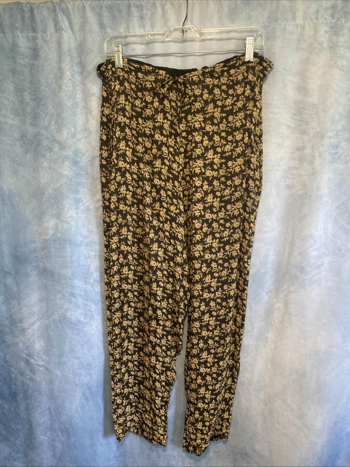VTG 90s April Cornell Rayon Floral Pants Small Drawstring High Waist Cottagecore