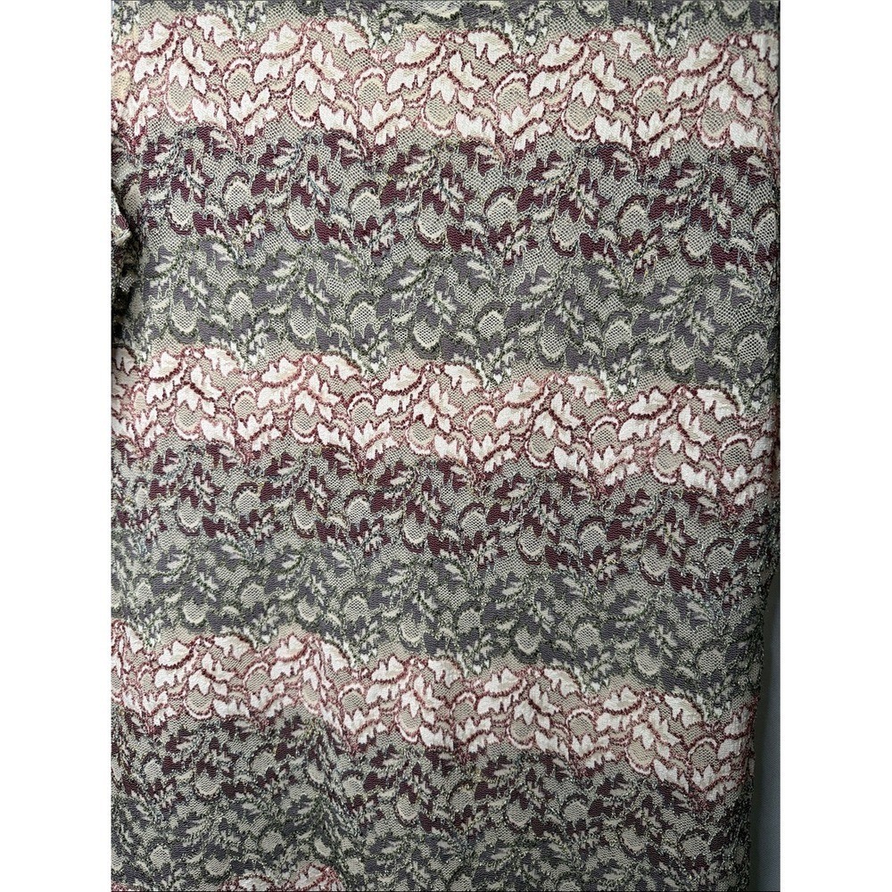 Units Vintage Womens Medium Lace Striped Sleeveless Tank Top Olive Burgundy 90s