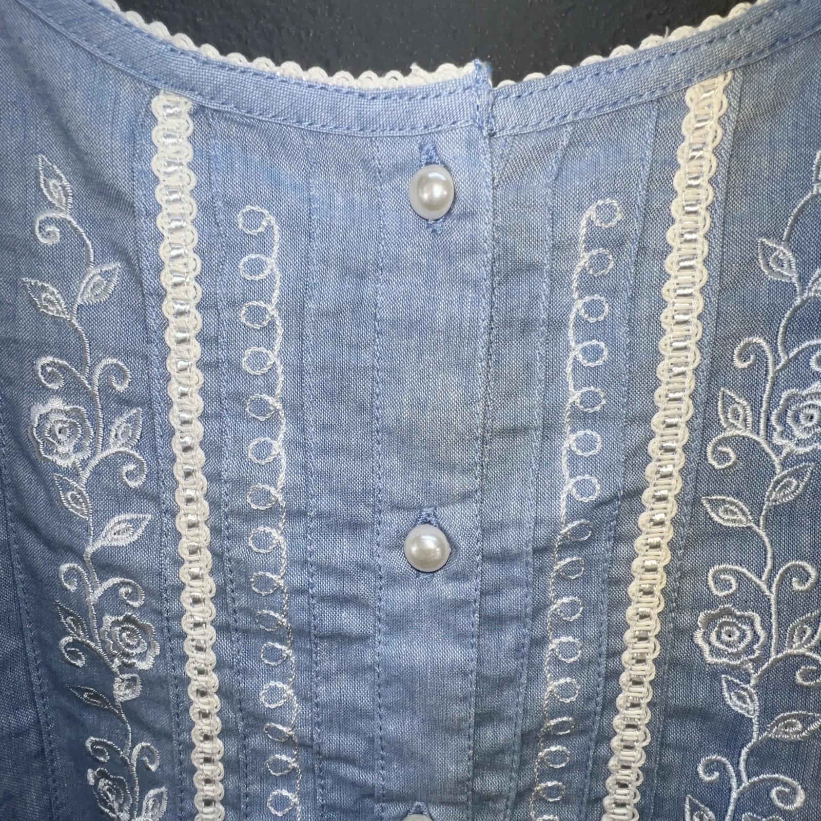 Vtg Gilligan & Omalley Nightgown M Short 100% Cotton Chambrey Cottage Core