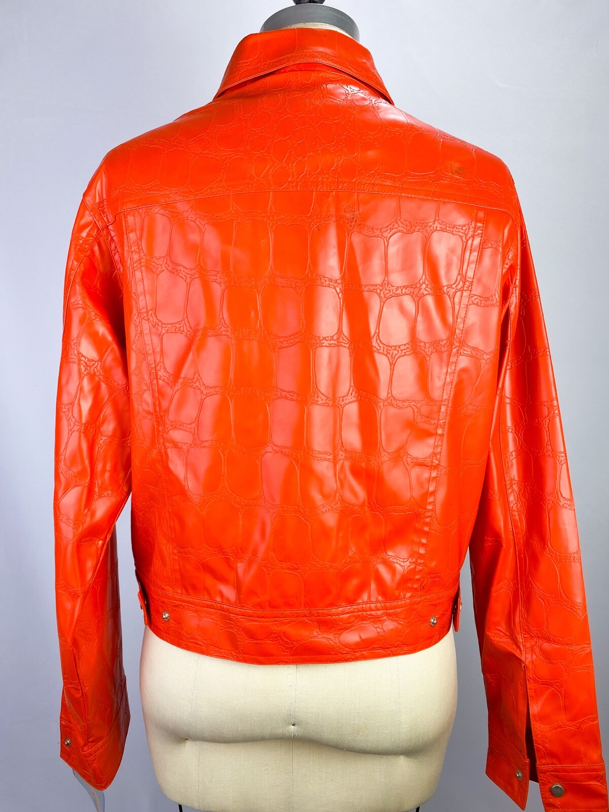 Vintage Y2K Deadstock l.e.i. Croc Embossed Pumpkin Orange Vegan Leather Jacket