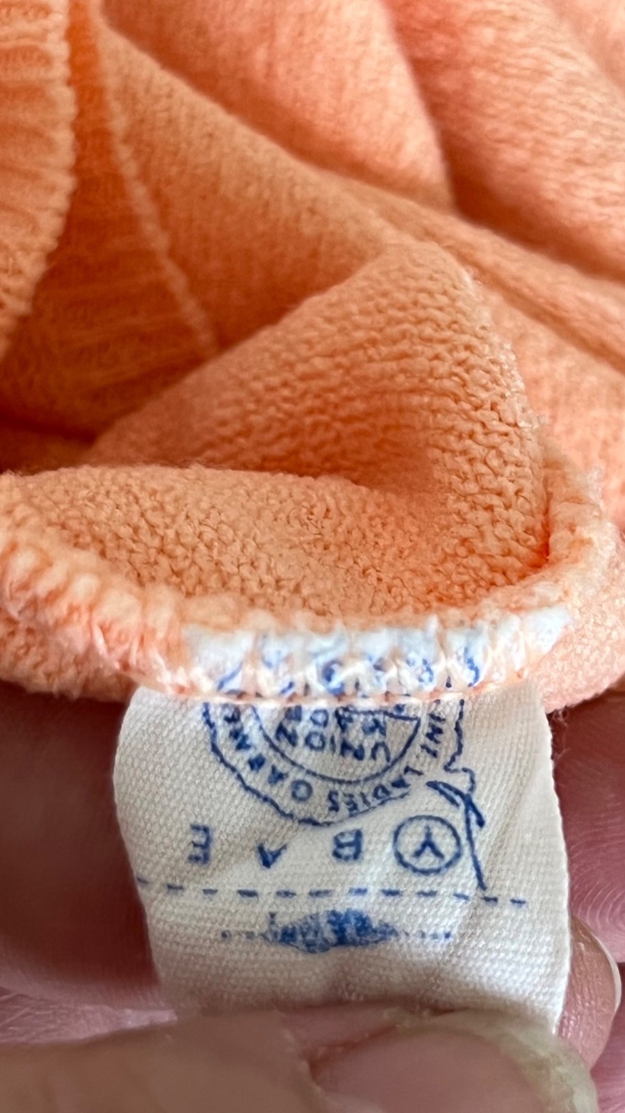 Union made Peach S/S Knit Top Scalloped Neckline Back Zipper Closure VTG granny