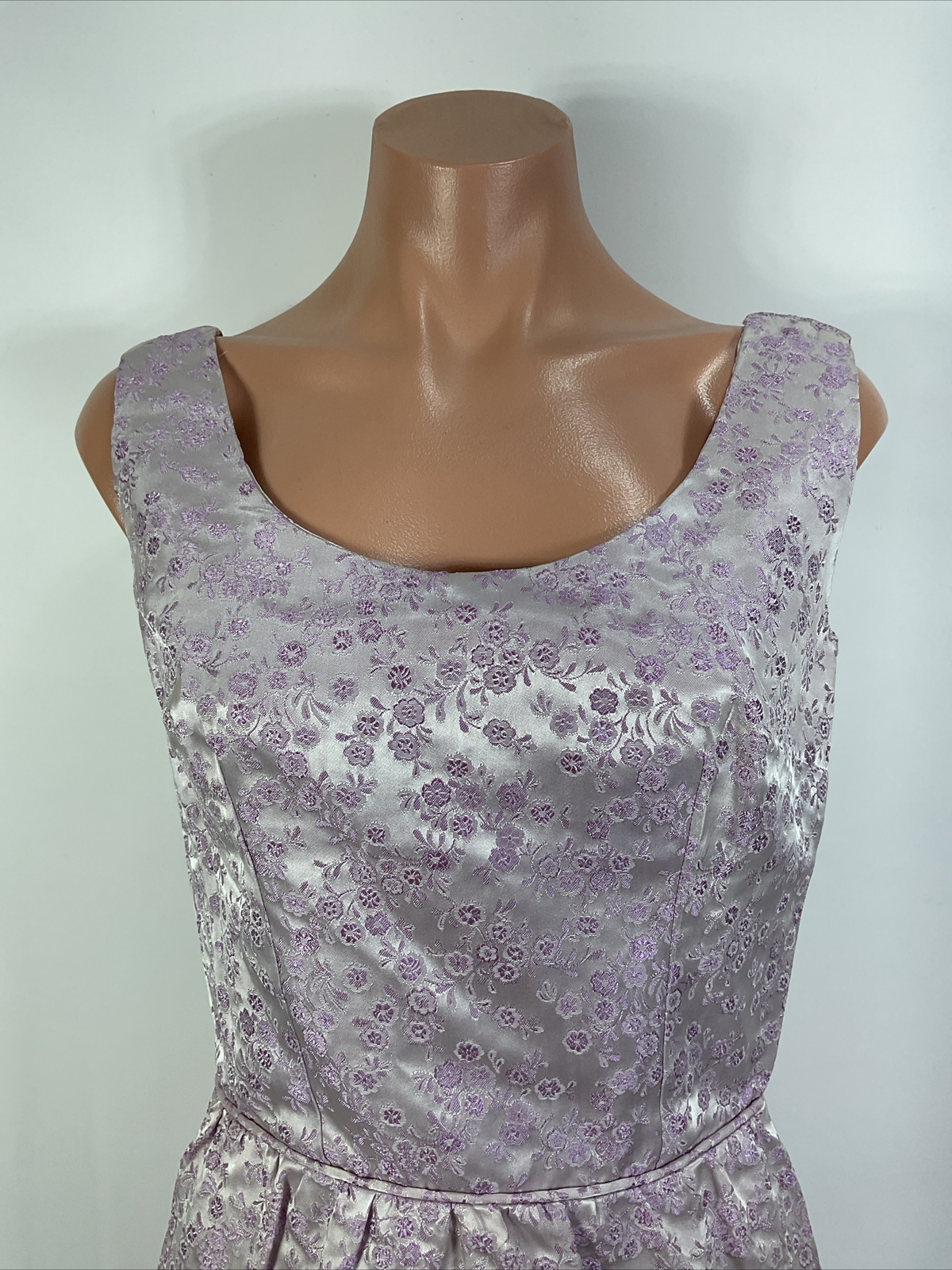 Vintage 40s Purple Jacquard Floral Metallic Formal Cocktail Dress Slit S/M