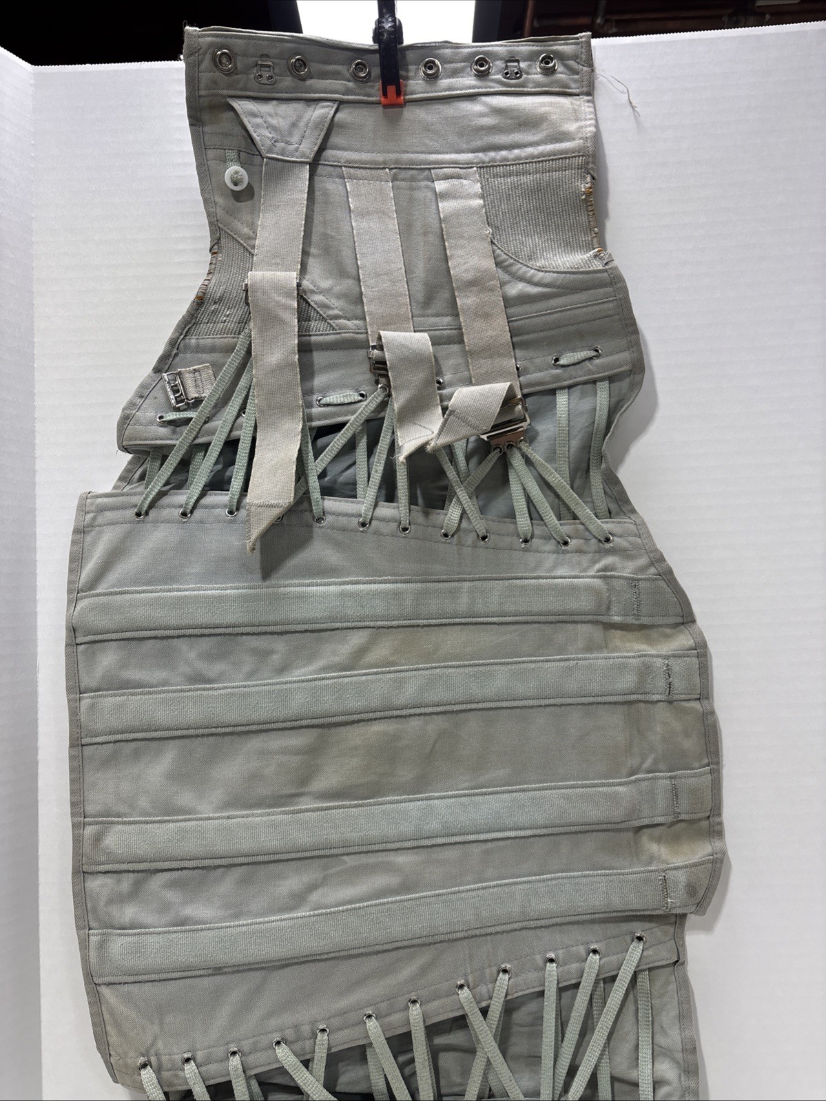 Antique Corset. Light Blue Anatomical Support Strappy Adjustable Form Fitting