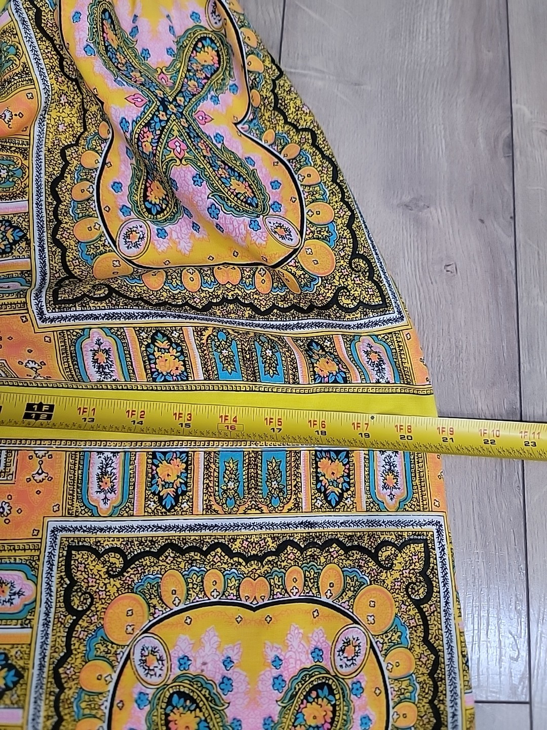 Vintage Psychedelic Cotton Maxi Groovy Skirt Scarf Print Boho Festival 70s