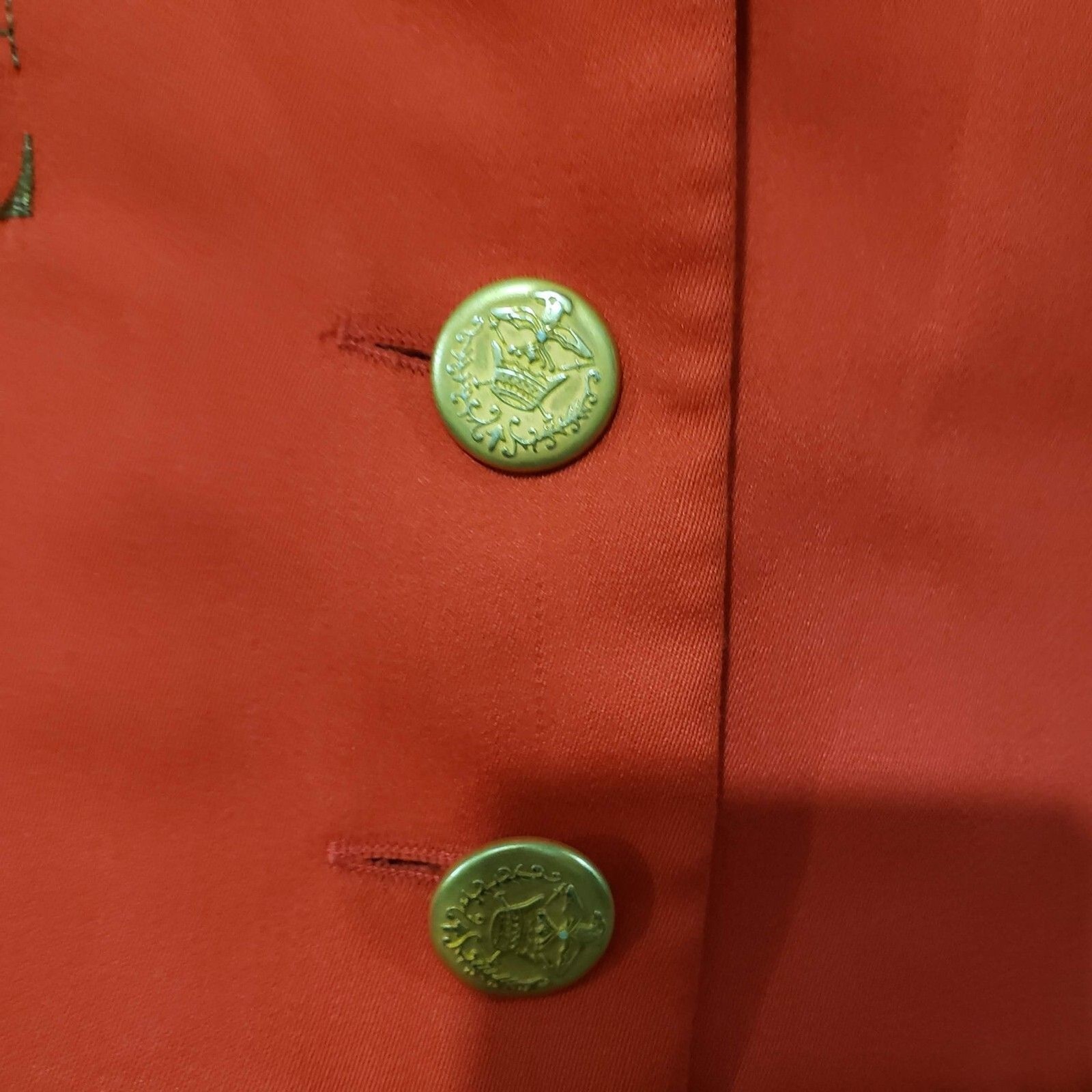 Vtg Mondi Red Wool Blend Cropped Embroidered Jacket Cardigan Germany 44/US L/XL