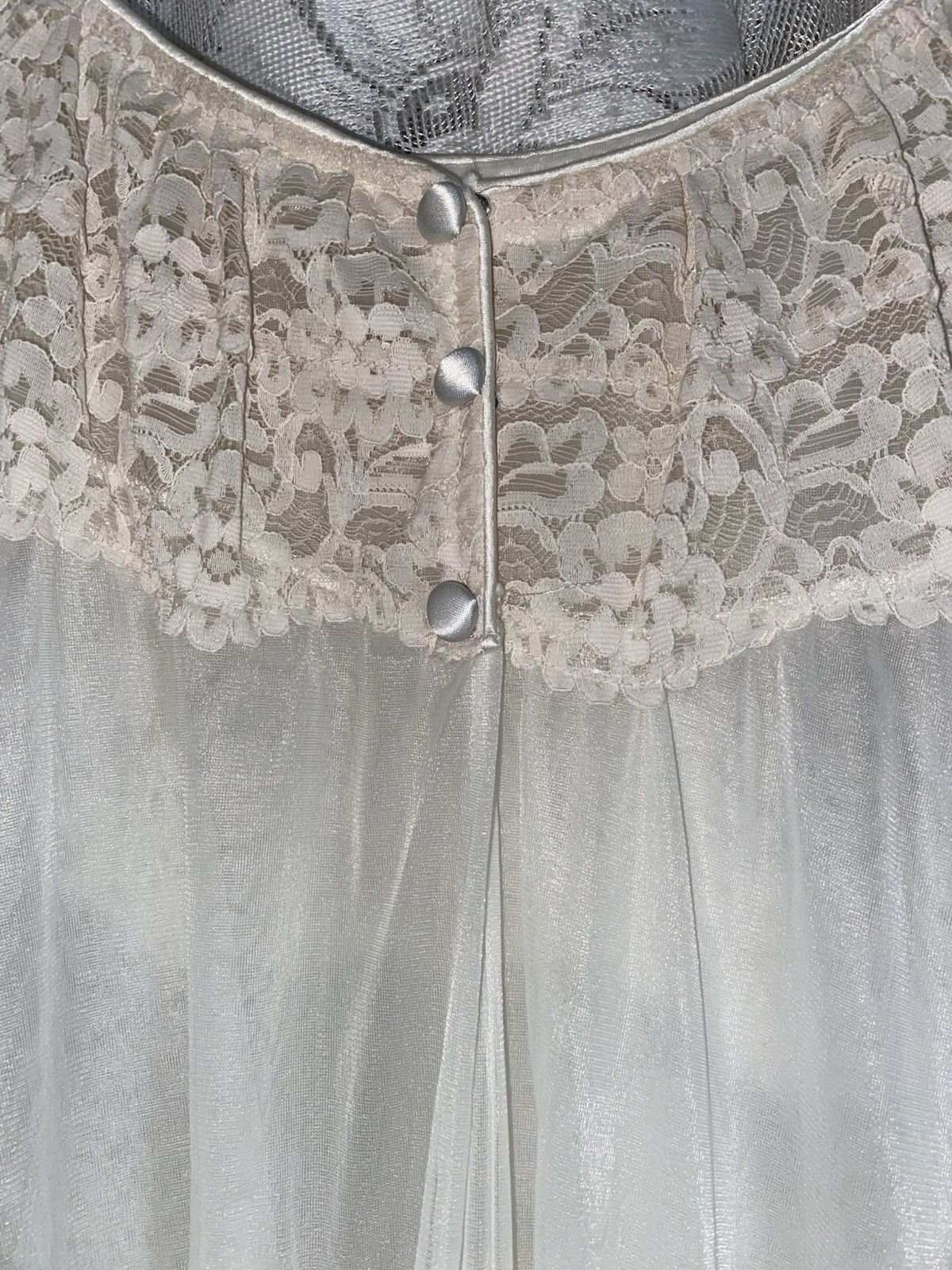 VTG M L INTIME Bridal Ivory Db Sheer Chiffon Peignoir Robe Nightgown Gown Set