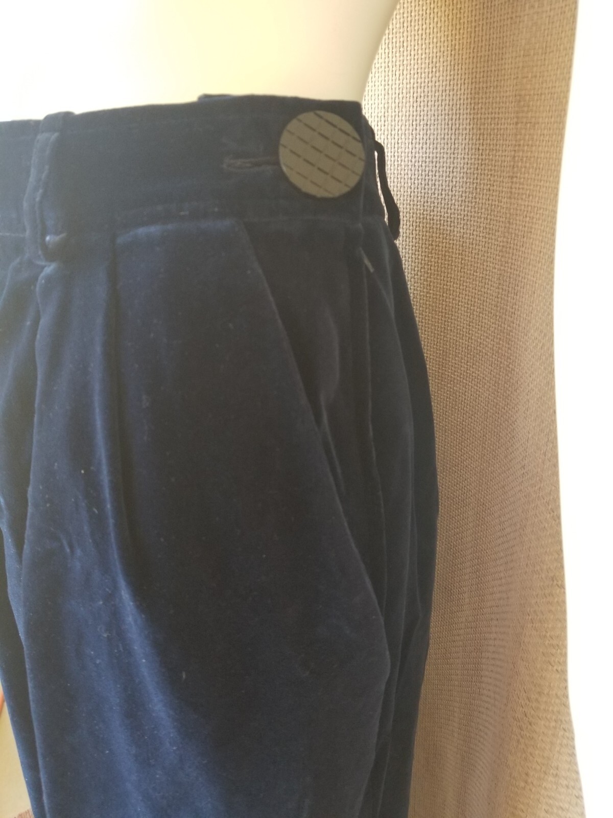 1980&rsquo;s YVES SAINT LAURENT RIVE GAUCHE Blue Velvet trousers Womens Vintage Pants