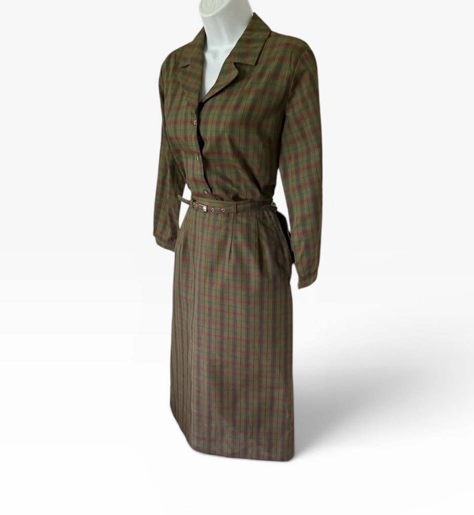 Vtg 50s White Stag Plaid Shirtwaist Dress 38” Bust Broken Zip 23&Prime; Waist