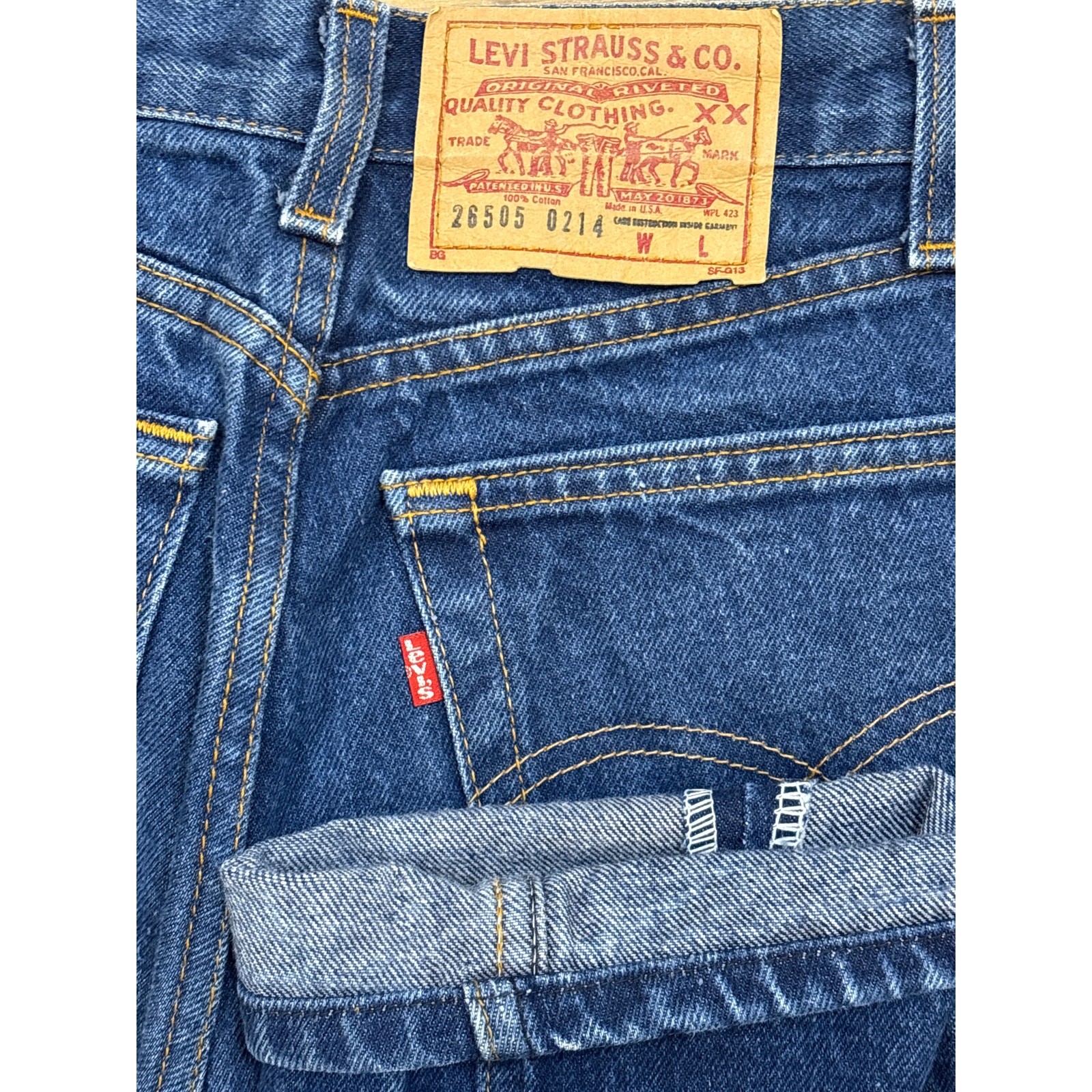 Vintage 80s Women’s 11 Levi’s Mom Jean 26 505 0214 zipper 27×31 dark wash denim
