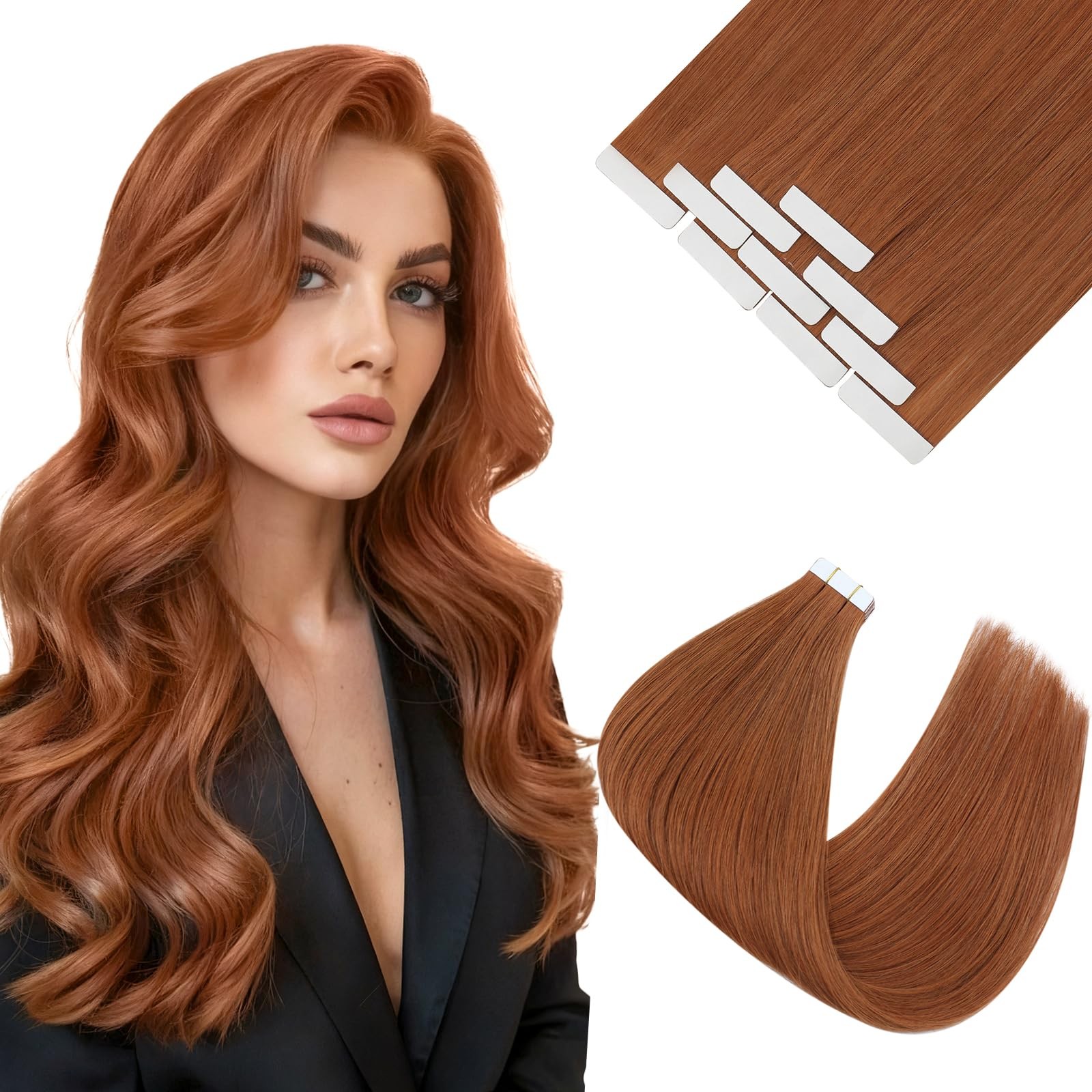 Ve Sunny Human Hair Tape in Extensions Copper Hair Extensions Tape in 18inch Inv