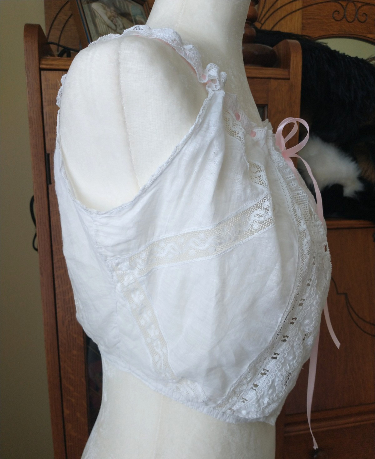 Antique Edwardian Victorian Camisole Corset Cover Camisole Lace-Lace-Lace