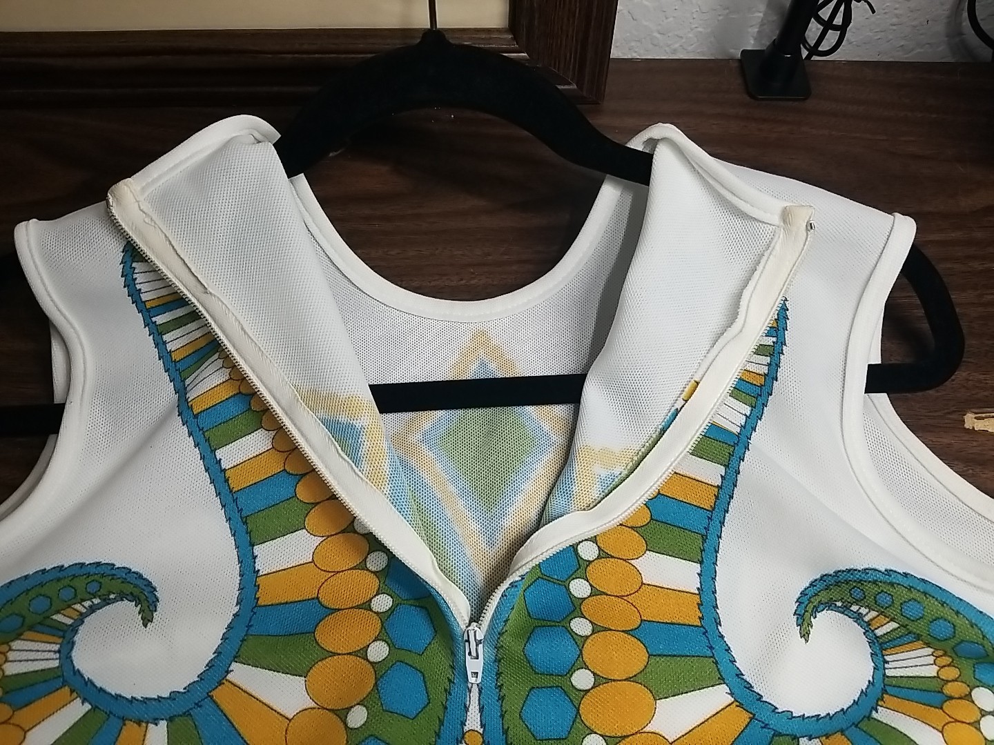 VTG 1960s 70s Mod Tunic Top Sleeveless Psychedelic Art Nouveau Paisley Print M/L