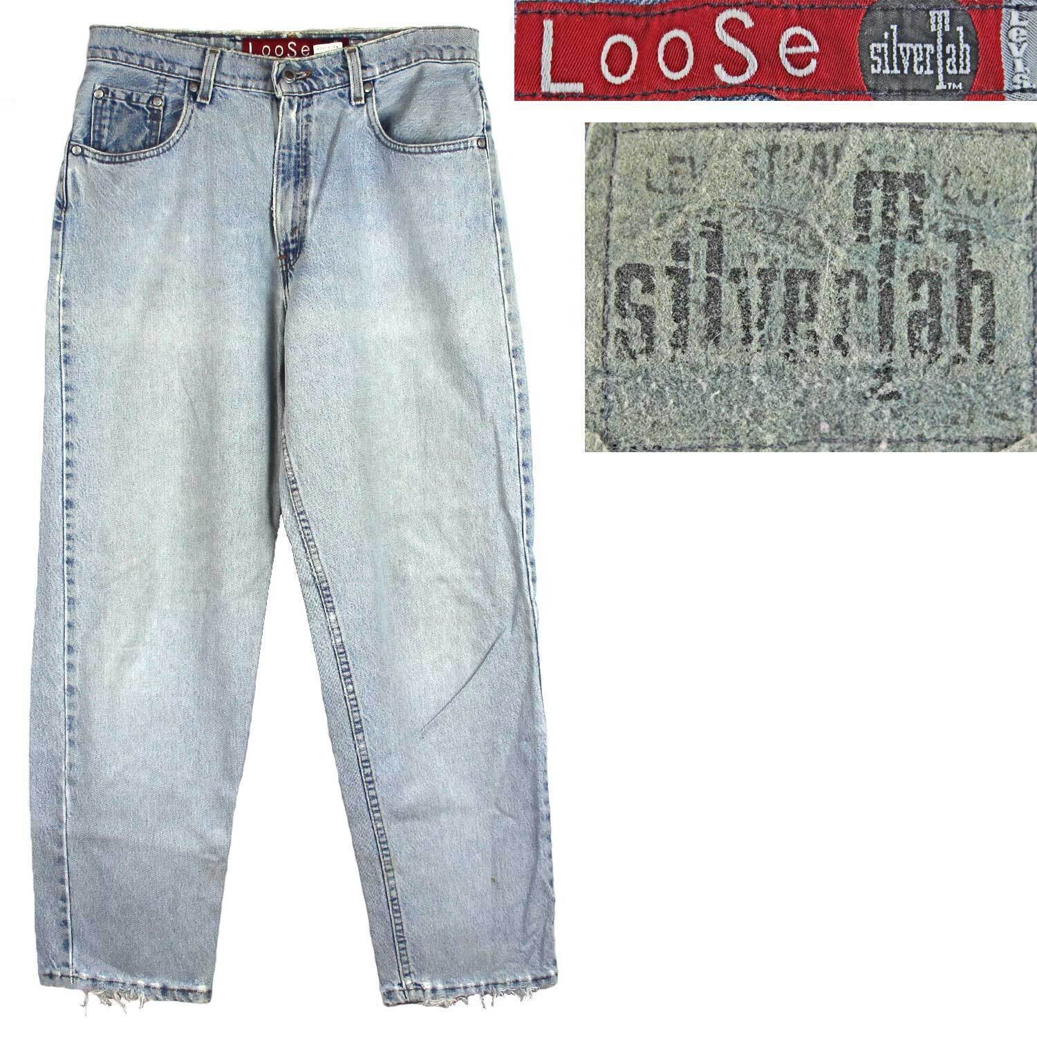 1990s Vintage LEVI&rsquo;S USA Silver Tab Loose Distressed Denim Mom Jeans 31×28 / 12