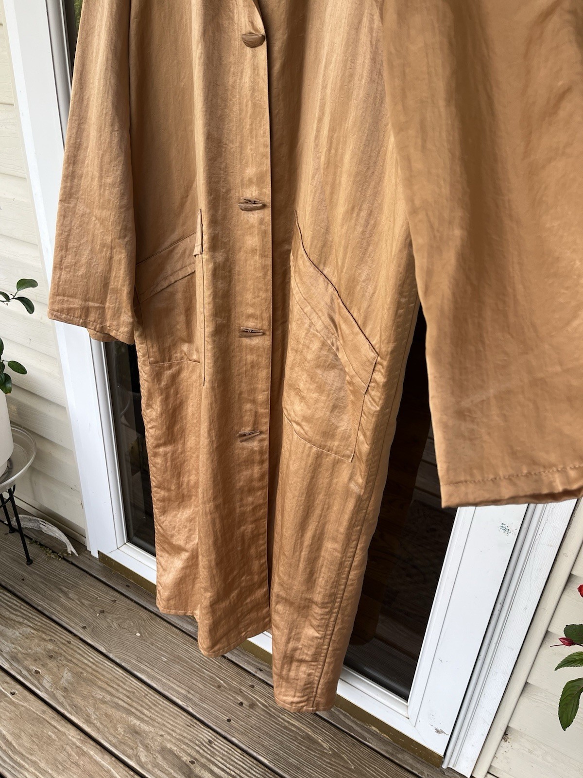 Rare Linda Lundstrom Metallic Bronze LaParka Oversized Hooded Trench Coat M