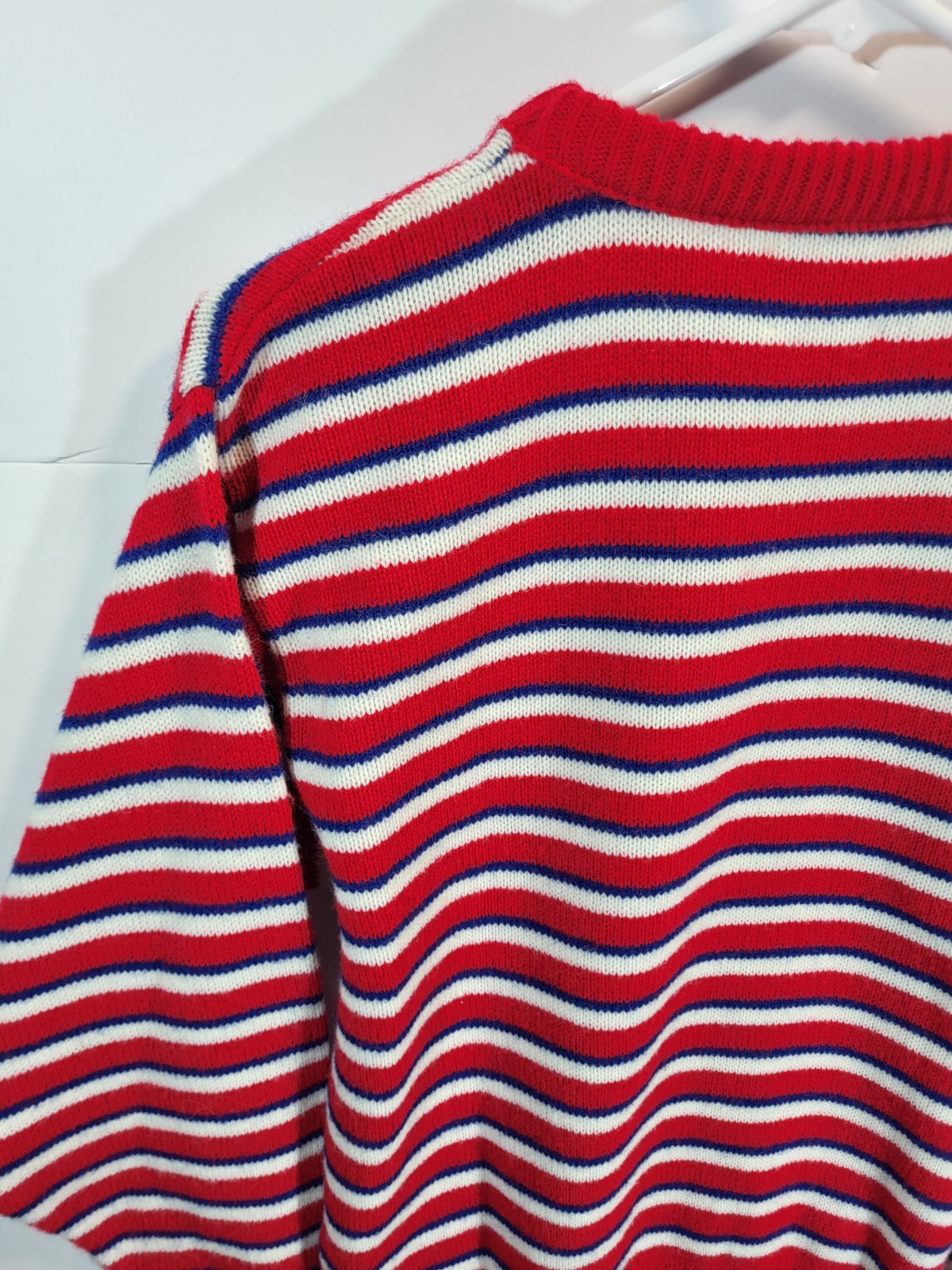 Picket & Post Sweater Women&rsquo;s Small Striped Red White Blue Crew Neck Vintage 80s