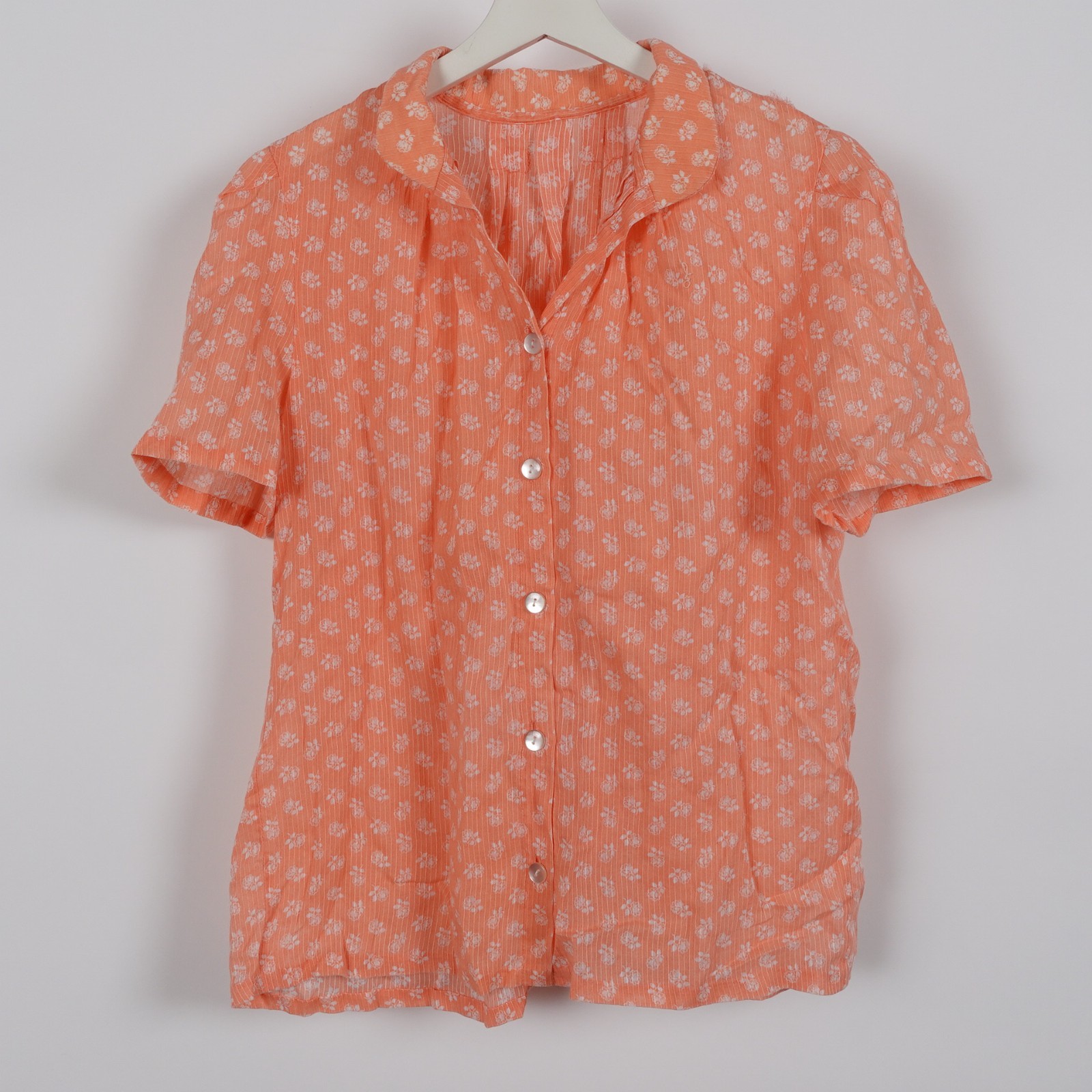 Vintage 70s Women&rsquo;s All Over Print Floral Camp Button Short Sleeve Shirt Large