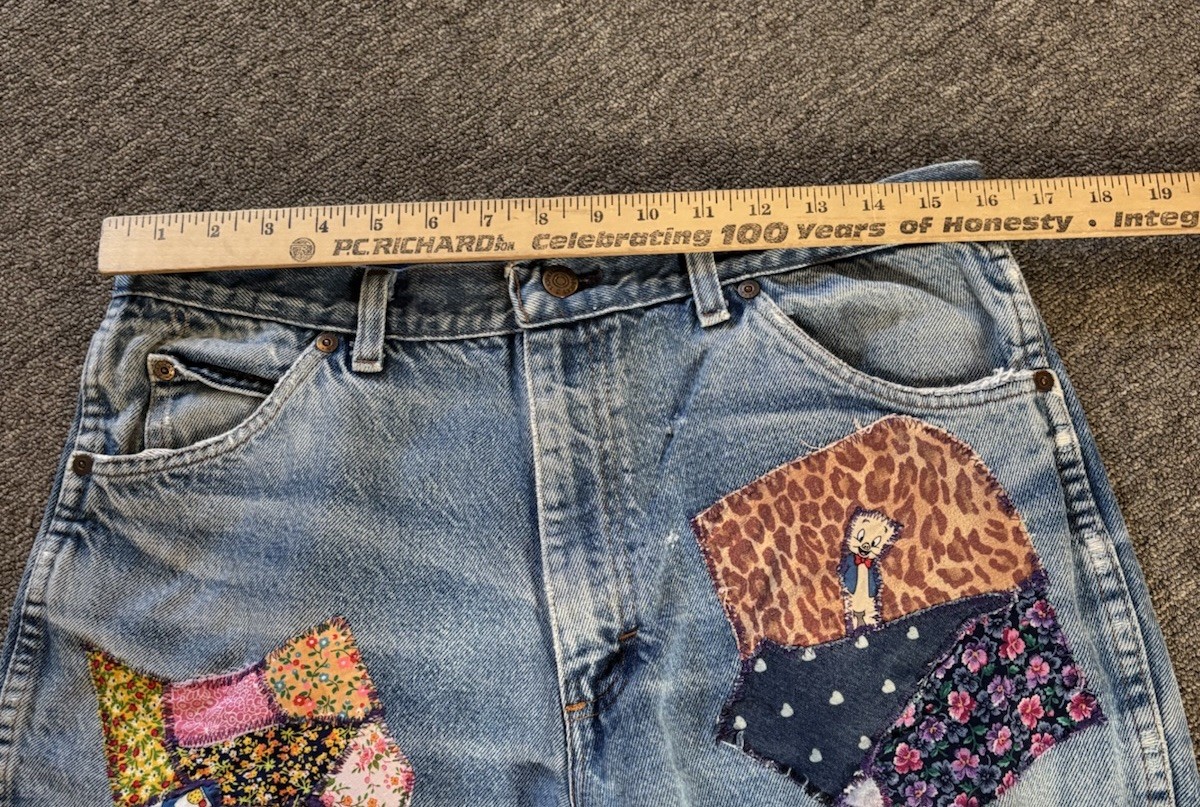 Vintage Sears Roebucks Patchwork Jeans No Size Tag Waist 28