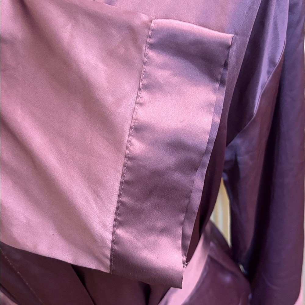 Victoria&rsquo;s Secret Vintage Purple Silky Short Robe Belted Pink Label 2001 Size OS
