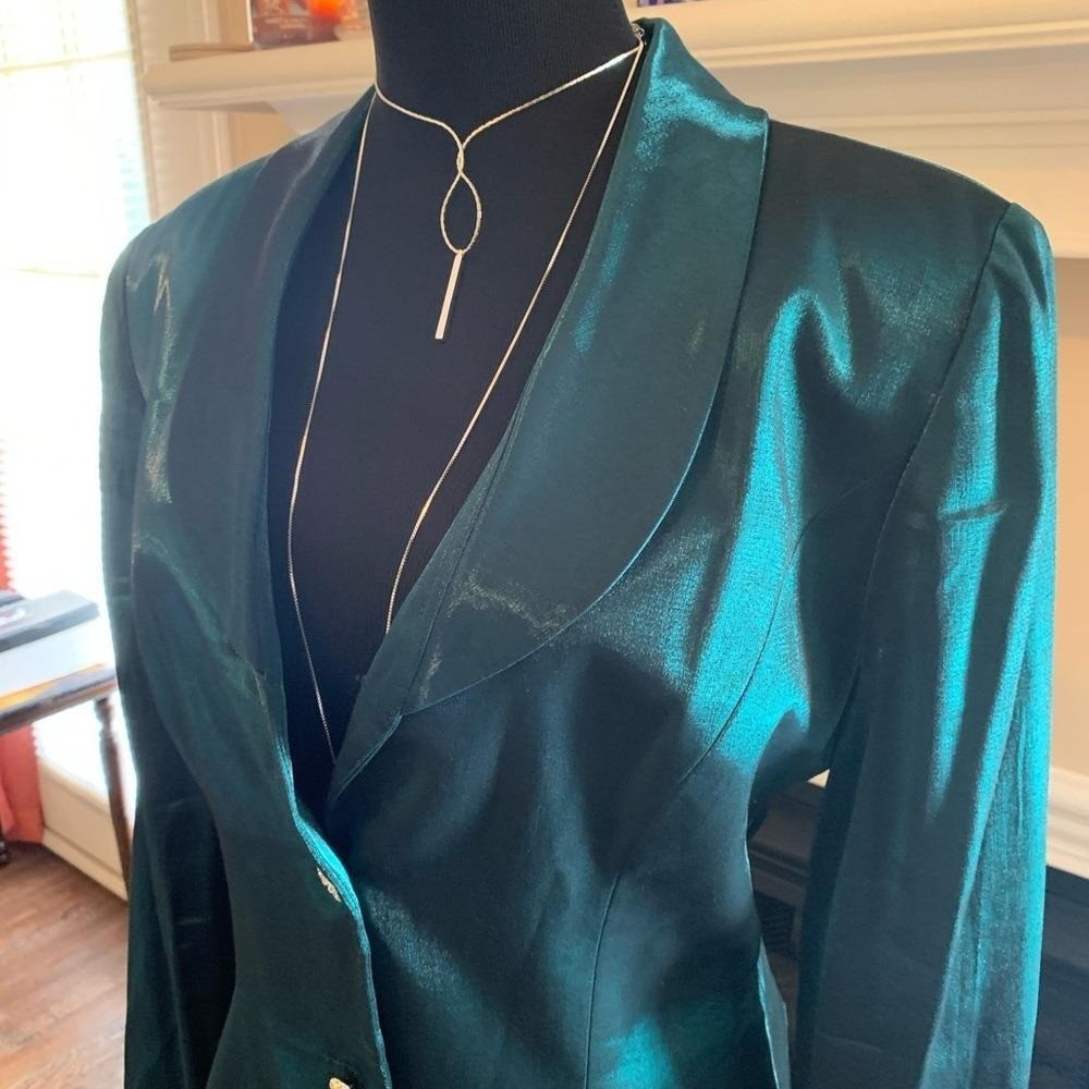 Alex Evenings vintage green emerald 2 piece skirt church wedding suit