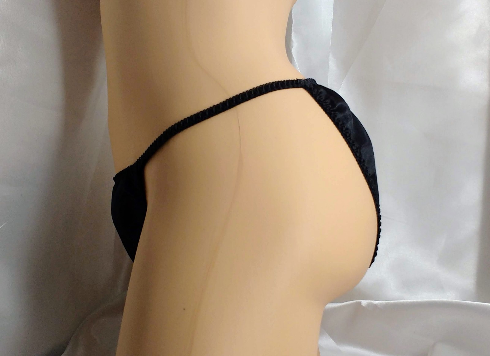 Black Satin String Bikini panties, classic style for women or men!