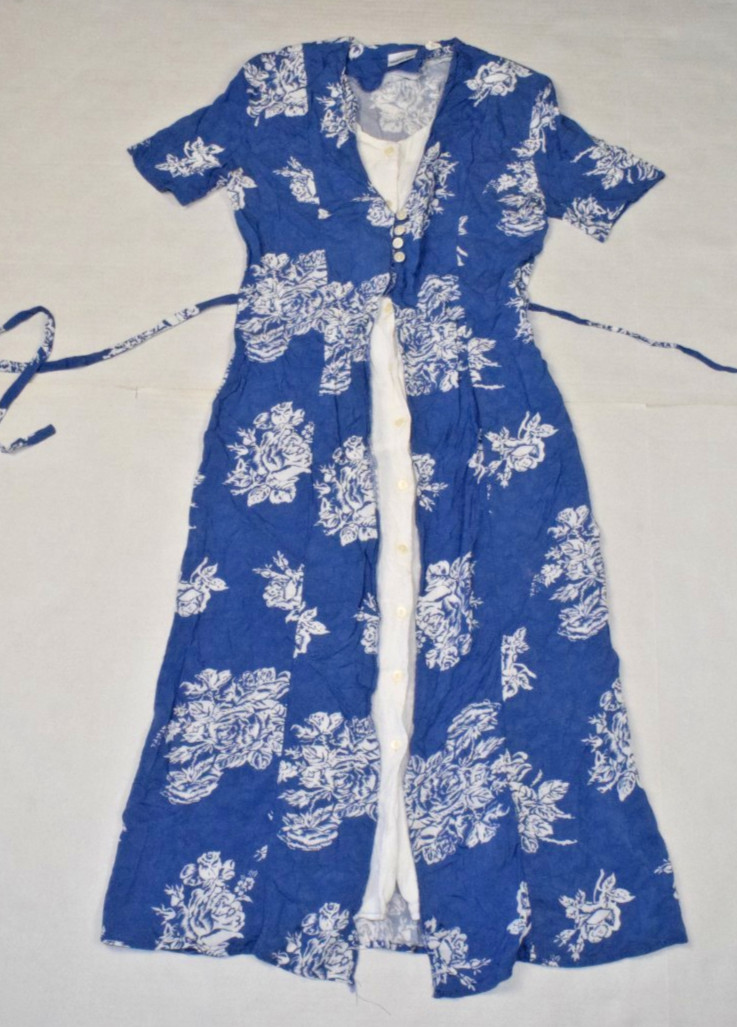 Vintage Dress Newport News Size 8 90s Periwinkle Blue Rayon Layered Look