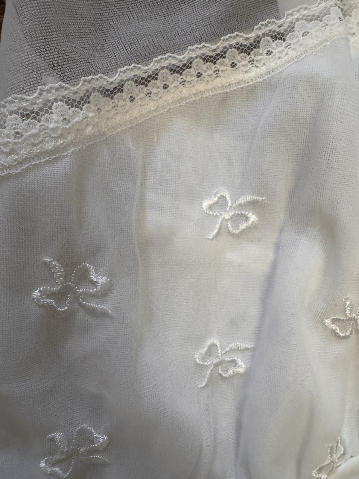 Vintage Philmaid White Nylon Full Slip Embroidered Lace Nightgown Size 36