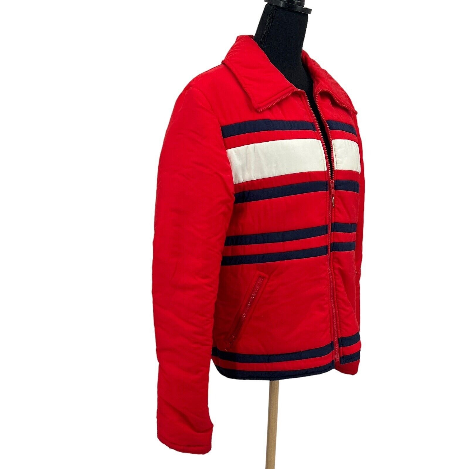 Vintage 70s Jean Claude Killy Ski Jacket Womens EU 40 S/M Red Racing Stripe Ski