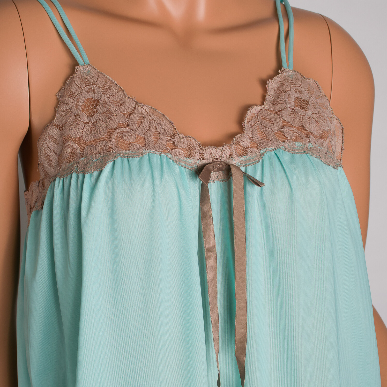 💖 AVIAN Seafoam Green Nylon Spaghetti Strap Nightgown Chemise S Lace Trim NWT