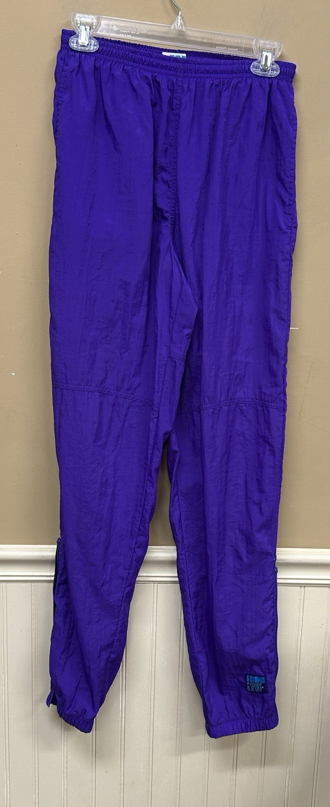 VTG 80s 90s Purple Windbreaker Pants For Women in Sports Size M Zippered Ankles