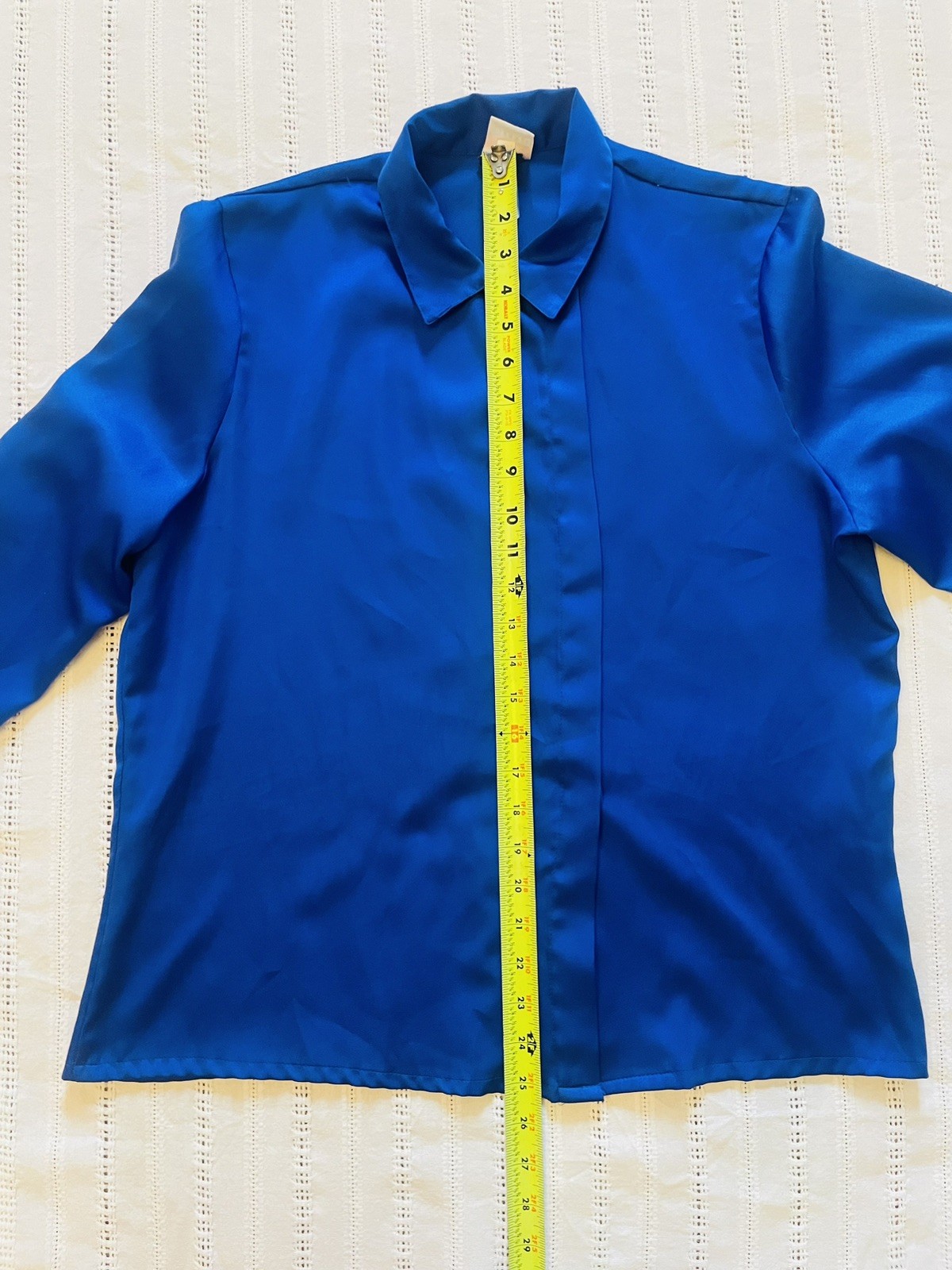 VTG Pandora Royal Blue Button Down Blouse. Size 13/14 (M/L). Minimalist.