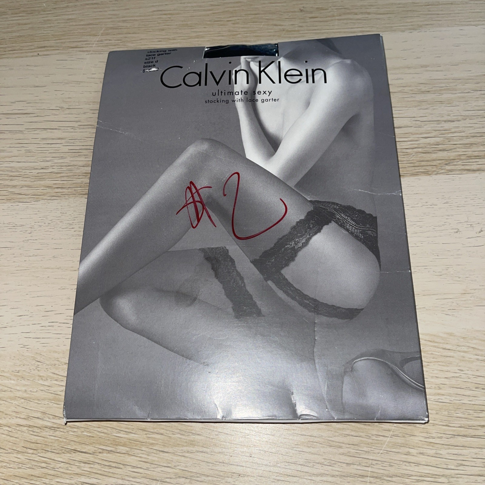 Calvin Klein Ultimate Sexy Stocking W/Lace Garter Size D Black s21f