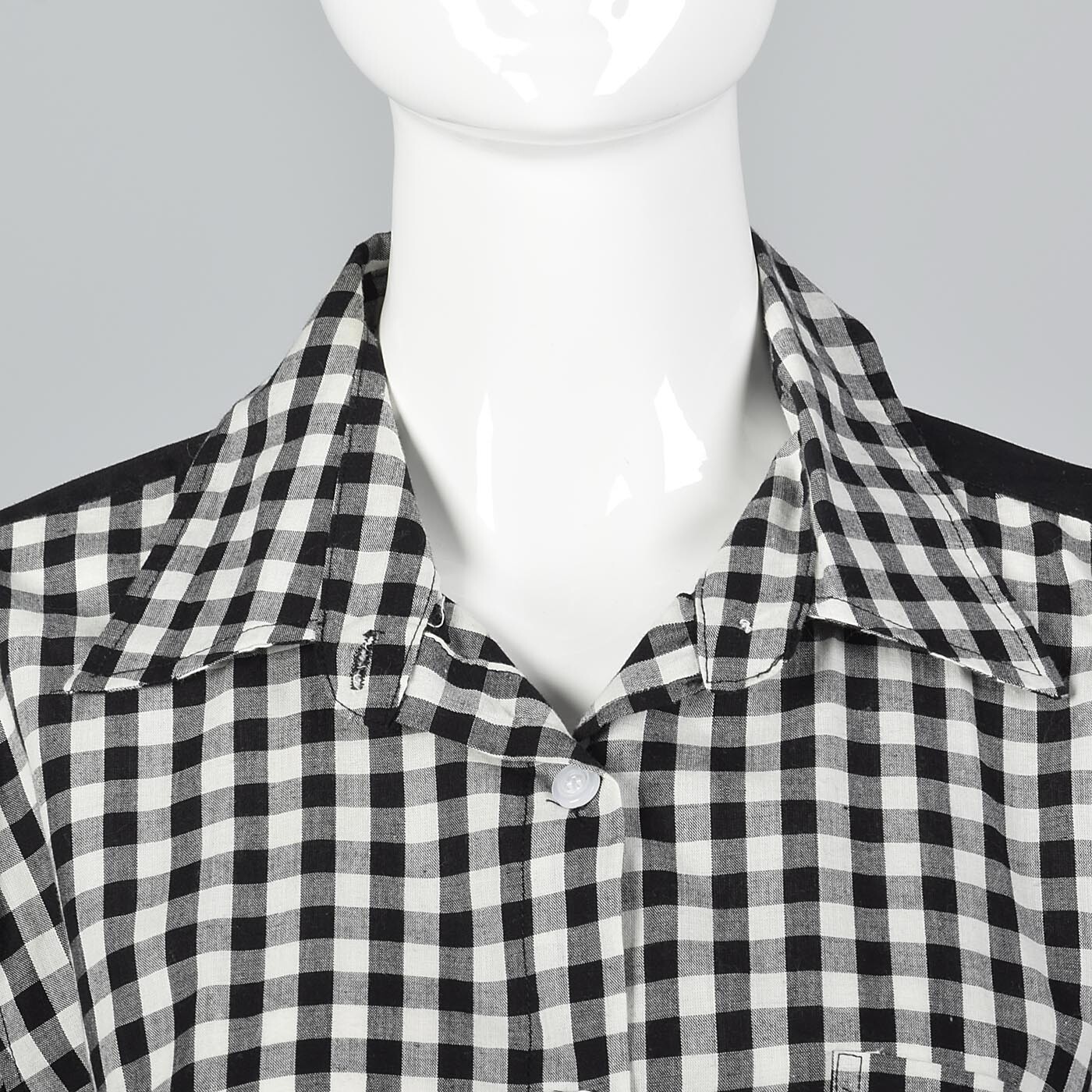 Comme des Garcons Black White Gingham Checker Oxford Shirt Cotton Button Down