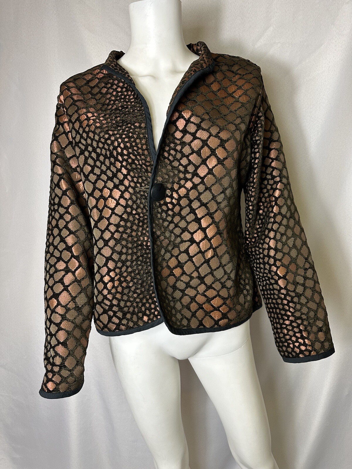 STUNNING VINTAGE REVERSIBLE BLAZER No Tag Pit To Pit 19 Blk & Copper