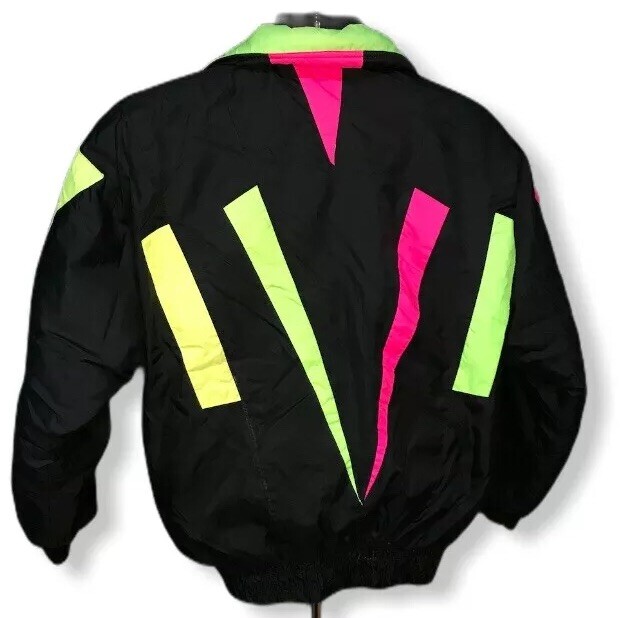 Vintage 1980’s Color Block Skii Jacket Green Mountain Women’s L Neon Runs Small
