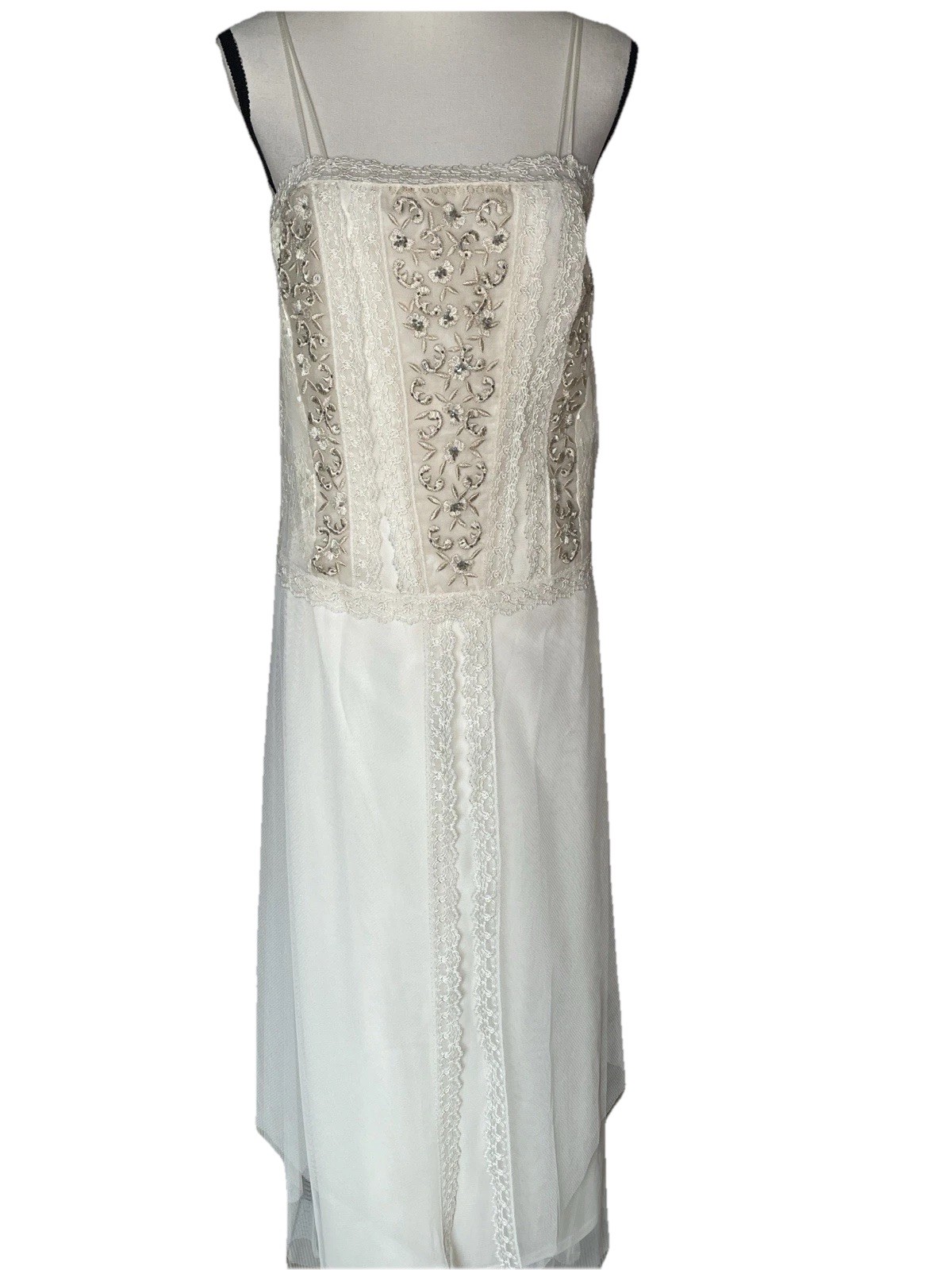 Vintage Scott McClintock Dress Size 8 Ivory Lace Beaded Formal Wedding Bridal