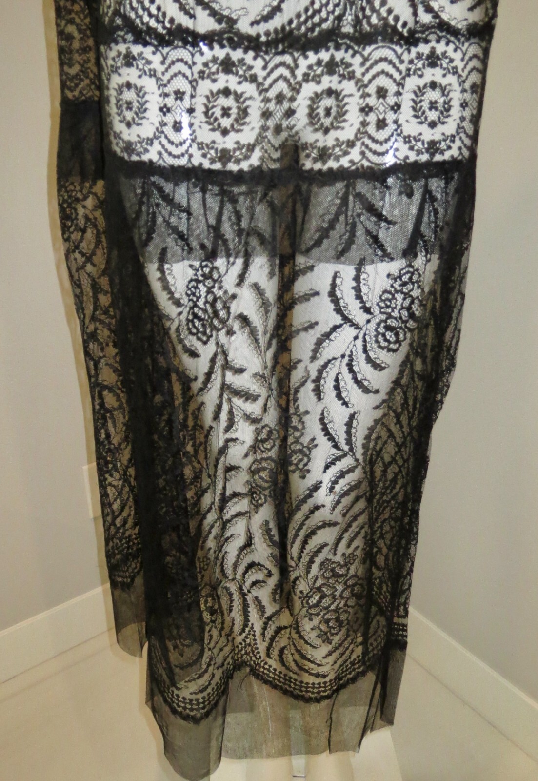 Antique Edwardian Gown + Jacket Chantilly Lace Pleated Back Ex Cond