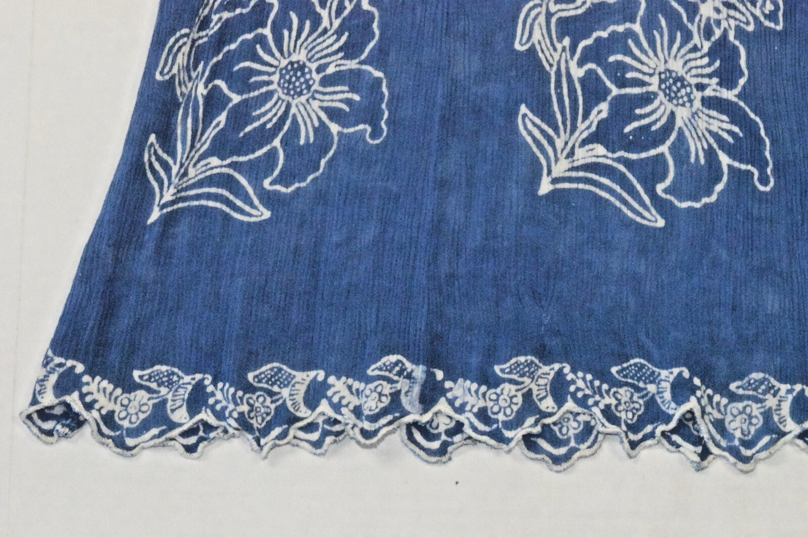 Vintage Dress Marcia and Me Size S 90s Ocean Blue Rayon Crinkle Embroidered Trim