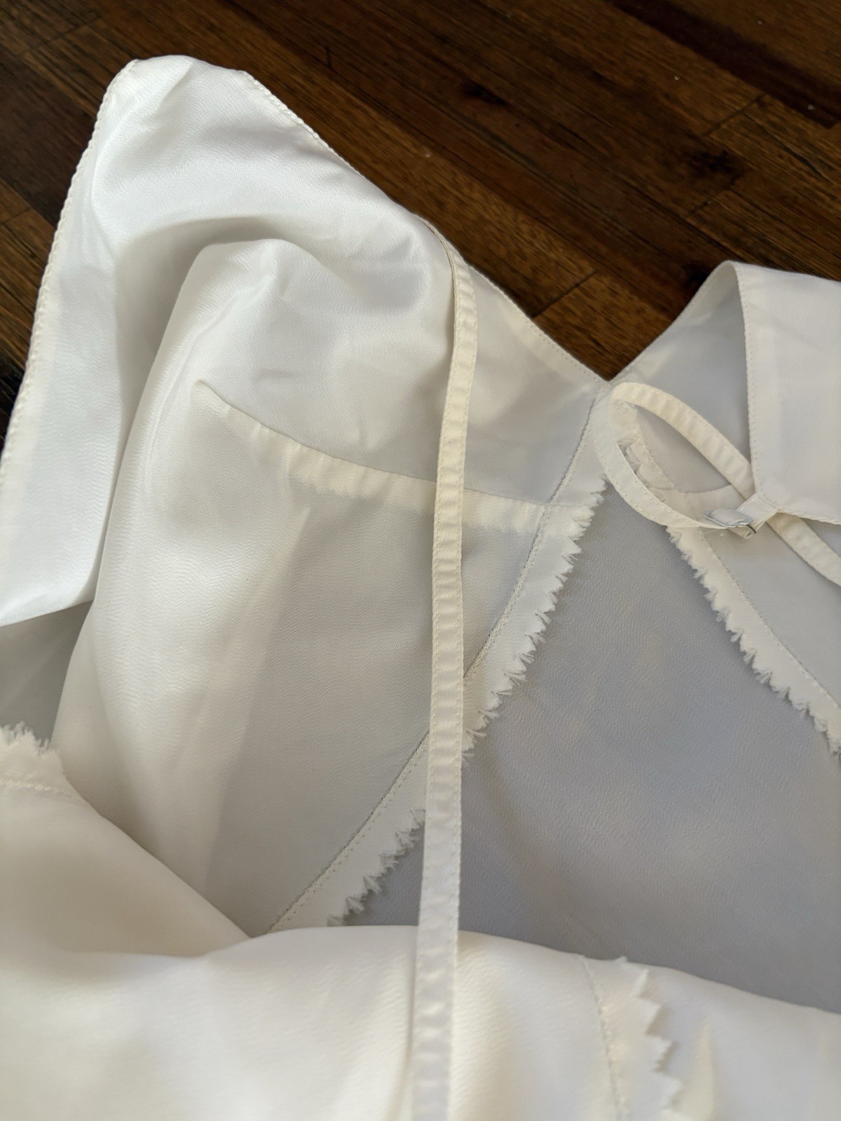 Vintage 1940’s Nylon Blend Negligee Off White Lingerie Slip Medium