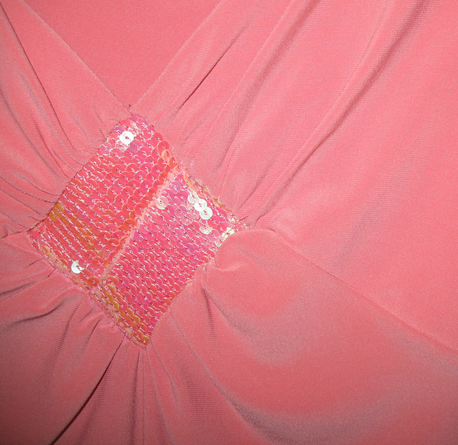 VINTAGE Volume One Vol 1 Peach Sequin Center V-Neck Sleeveless Blouse Top Medium