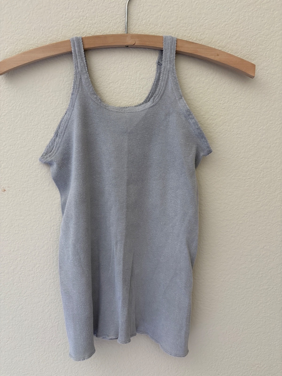 Vintage 70s Vanta Pointelle Grey Tank Top XXS/XS Cotton Stretchy Prarie Western