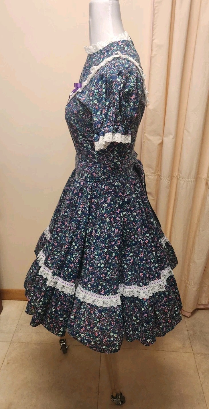 70s Jeri Bee Belted Rockabilly Prairie Square Dance Dress*sz12*Made In USA