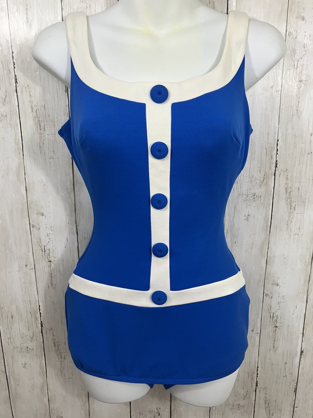 Vintage 1960s Sirena Of California Swimsuit Buttons Women’s Size Small 2 4 Blue