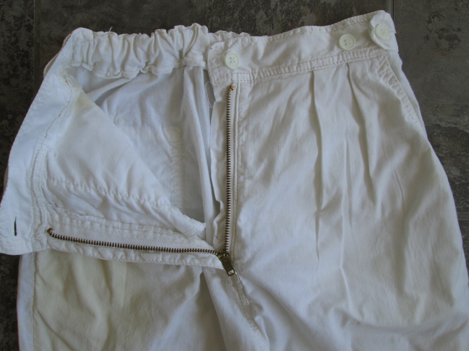 VTG Ormond Pants 15 28×33 Tall White Pleated High Waist Pockets Adjustable Waist