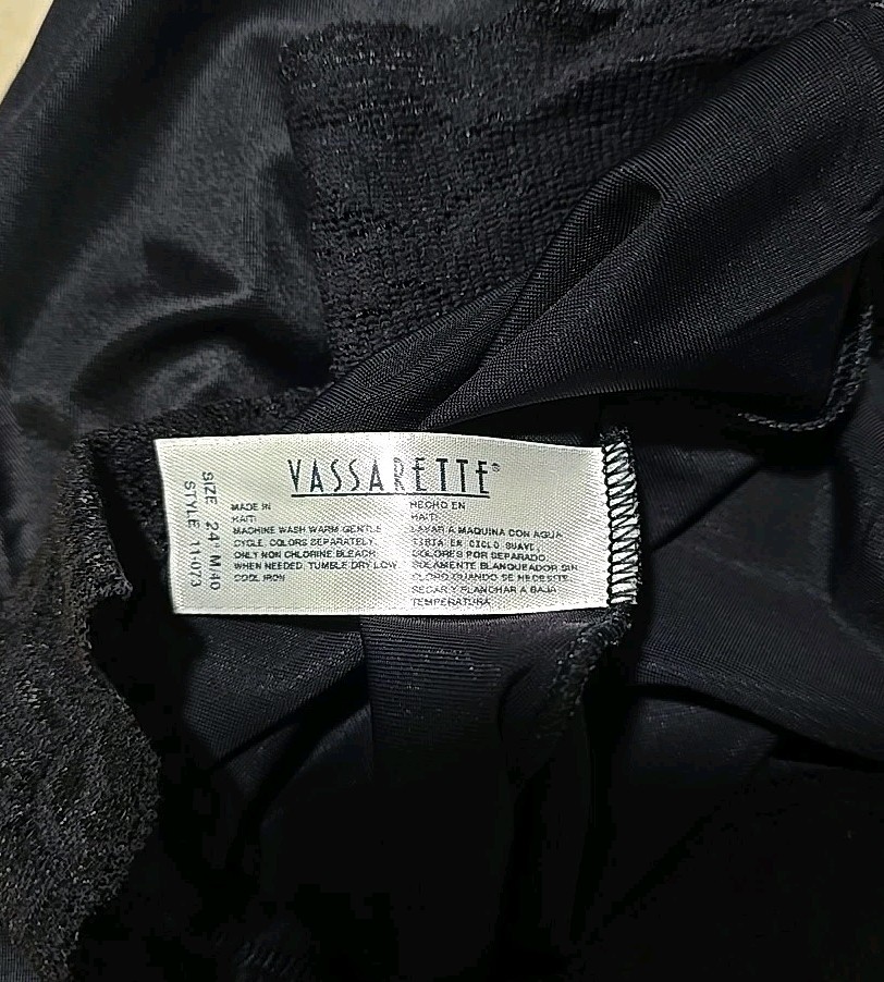Nylon Spandex Half Slip Vassarette Slinky Black Side Slit, Waist 30&Prime;-36&Prime; L 25&Prime;