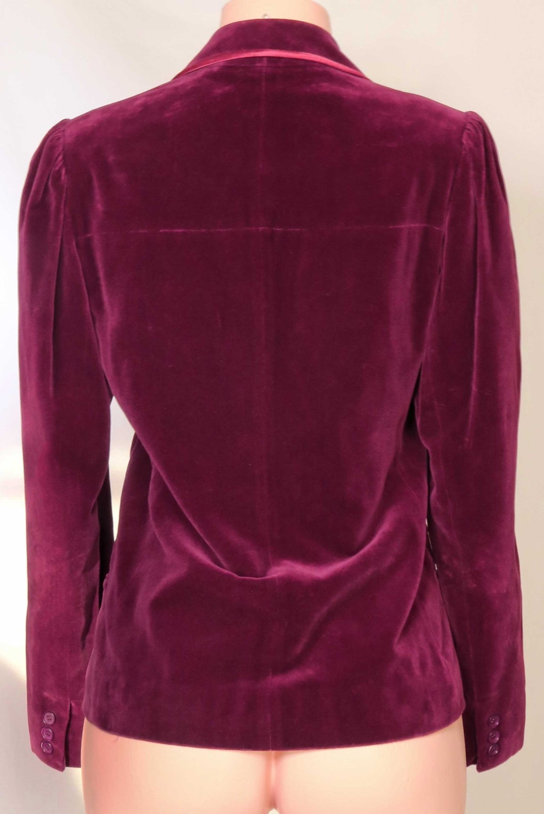 Vintage Ted Lapidus Haute Couture Jacket Burgundy Red Pleated Velvet Satin 36/S